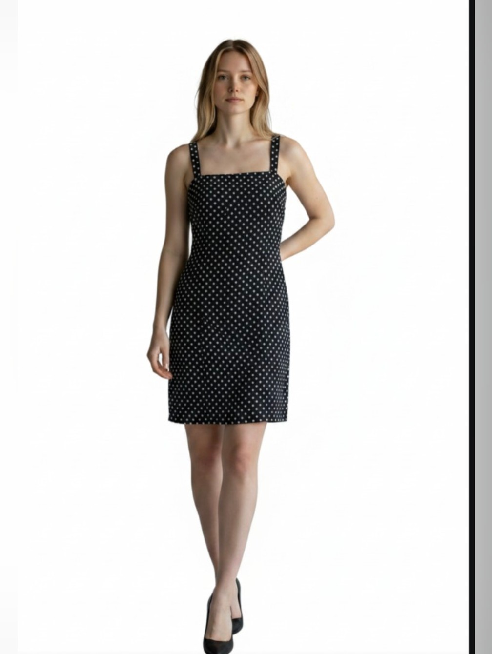 Nwot! Tahari! Rich Black With White Polka Dots, Sleeveless Sheath Dress! Sz 14